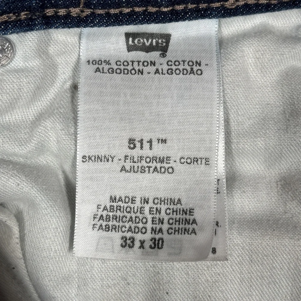 Levi's 511 Skinny Jeans Mens 33x30‎ Blue Dark Wash Denim Cotton Pants
